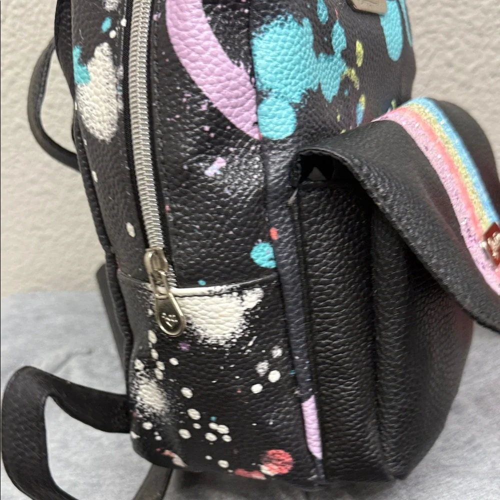Justice Black Backpack with Multicolor Glitter Stripes